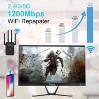 Aenxwa WiFi Jelerősítő 1200 Mbit/s Dual Band 2.4GHz+5GHz - 4 Antennás Vezeték Nélküli Hálózati Repeater Router Üzemmóddal és LAN/WAN Porttal 4