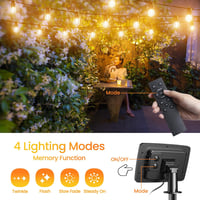 GlobaLink Kültéri Napelemes Fényfüzér 17m - 15+1 LED Izzó, USB/Napelemes Töltés, 4 Üzemmód, Távirányítóval, Dimmelhető, Kerti, Erkély, Parti 2