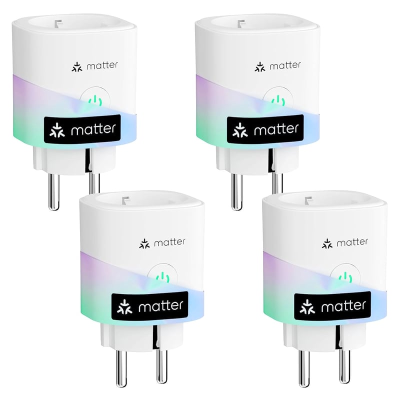 Meross Okos Konnektor Energiafogyasztás Méréssel, WiFi Aljzat 16A, Hangvezérléssel, Apple Home, Alexa és Google Kompatibilis, 4 db Fehér