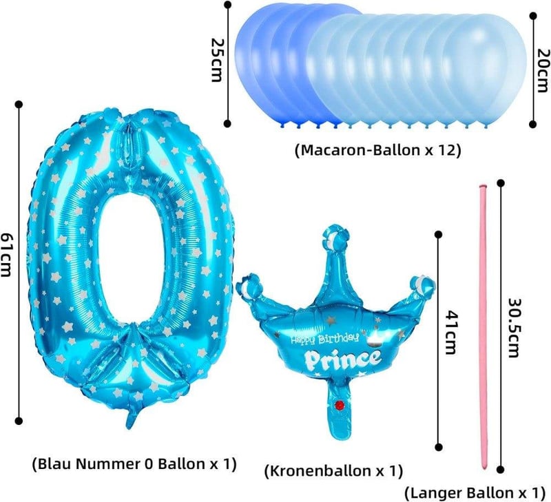 Óriás kék korona alakú lufi, 80 cm-es, születésnapi dekorációhoz