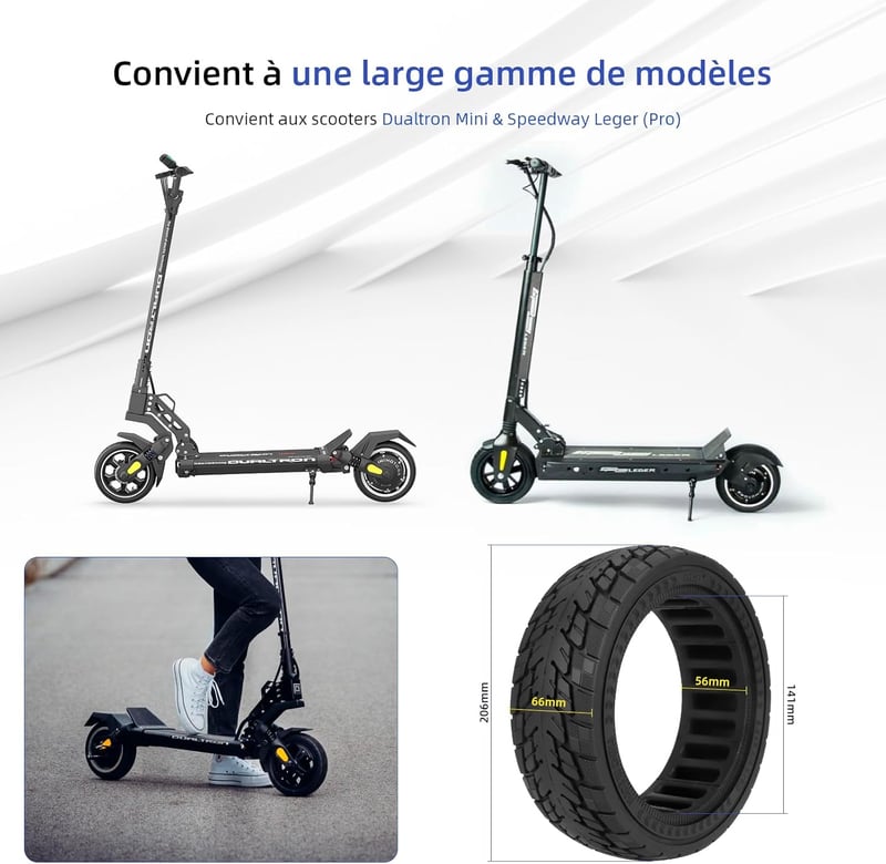 ulip 8.5 x 2.5 Tömör Roller Gumiabroncs - Első és Hátsó Kerék Dualtron Mini és Speedway Leger (Pro) Rollerekhez - Terepjáró Kivitel