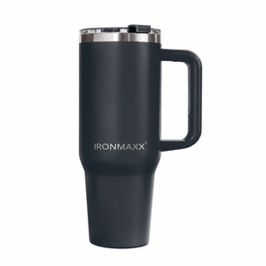 IronMaxx Cup termo šalica s ručkom, antracit, 1,2 L, nehrđajući čelik, dvostruke stijenke — nedostaje slamka (stanje: vidi 2. sliku)