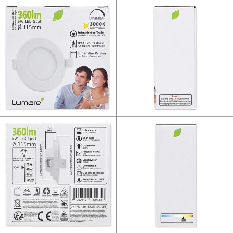 Szabályozható LED spot, IP44, 6W, meleg fehér, kerek - Újracsomagolt
