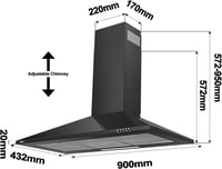 CIARRA 90 cm-es A++ energiaosztályú LED-es páraelszívó, szénszűrővel, fekete 6