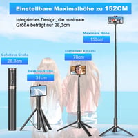 TONEOF 152cm-es Forgatható Szelfibot Állvány iPhone és Android Telefonokhoz - Fekete - 173cm, Beige Grey 3