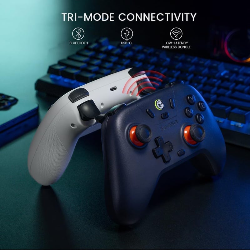 GameSir Nova Lite Vezeték Nélküli Kontroller, Háromféle Csatlakozás, PC/Switch/Steam/iOS/Android Gamepad, Hall Effekt Ravasz, Rezgés, Fehér