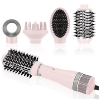 Parwin Pro Beauty 4 az 1-ben Hajszárító Készlet - Ionos Hajformázó Kefe 4 Tartozékkal Szárításhoz, Egyenesítéshez és Dúsításhoz - 1000W, Róz 1