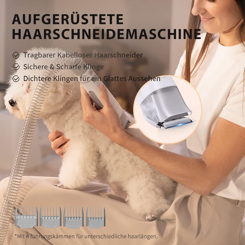 PETKIT 5 az 1-ben profi kutyanyíró gép beépített porszívóval, 1,5L-es tartállyal