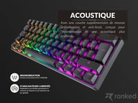 Ranked N60 Nova 60% Mechanikus Gamer Billentyűzet, Hot-swap Kapcsolók, 62 Programozható Gomb, RGB Háttérvilágítás, PC/Mac Kompatibilis, AZER 5