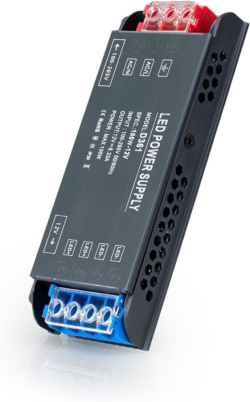 BRIMETI LED Transzformátor 12V 100W - Kompakt Tápegység 8,3A, AC 230V-DC 12V Átalakító Szalaghoz, Lámpához, Kültéri Világításhoz, Túlmeleged
