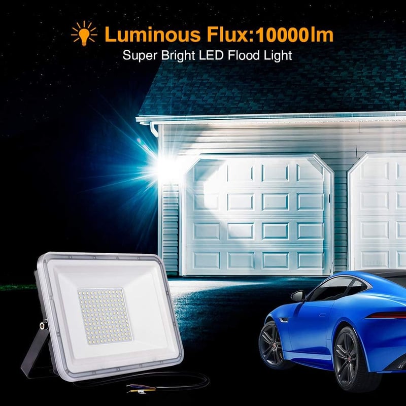 NIKEEYEN 100W LED Kültéri Reflektor, IP67 Vízálló, 10000 lumen, 6500K Hideg Fehér, 120° Szórási Szög, Kerthez, Garázshoz, Játszótérhez