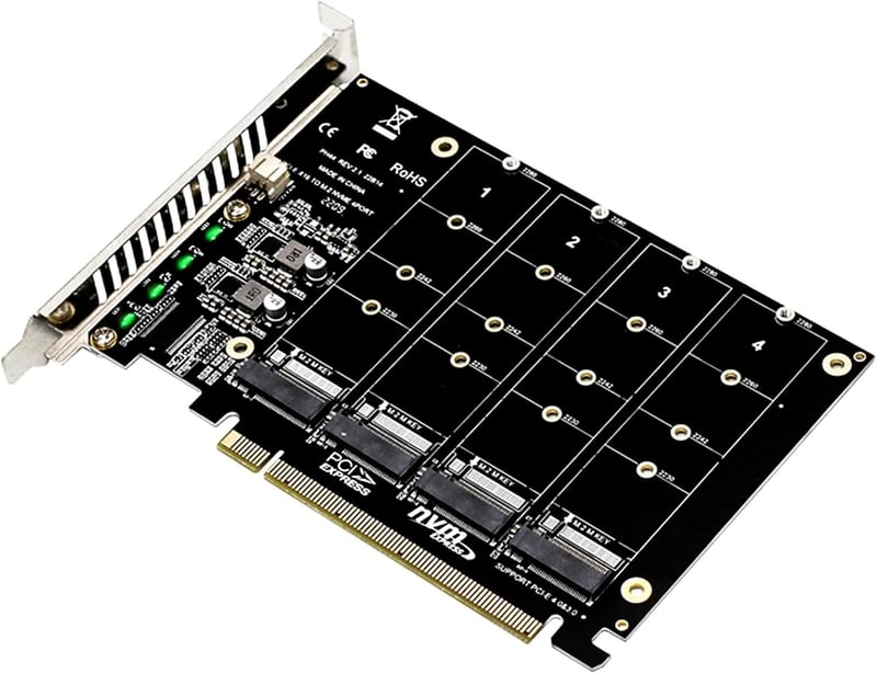 XTVTX 4 portos NVMe-PCI-e átalakító kártya M.2 SSD-hez, X16 bővítőkártya