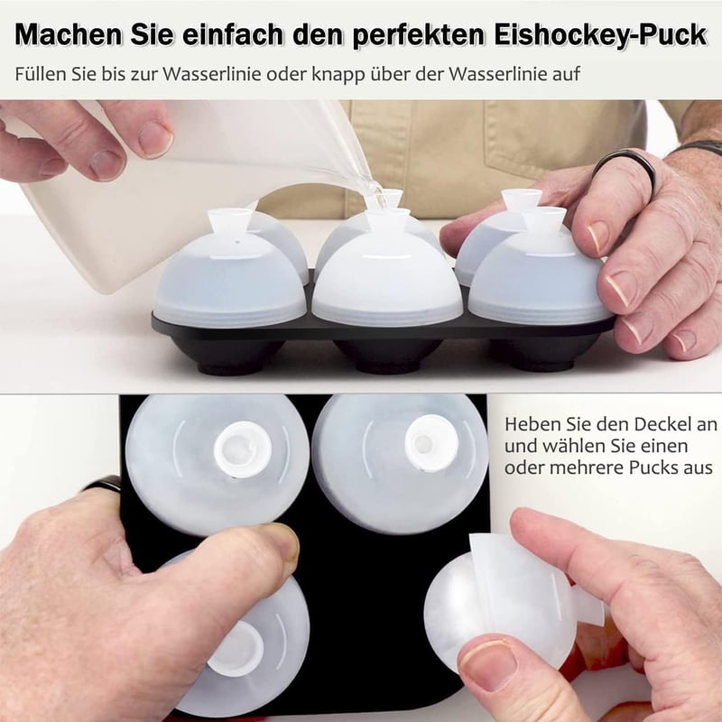 HONYAO Szilikon Jégkocka Készítő Fedéllel - 6 cm-es Kerek Jéggolyó Forma, BPA-mentes, Összehajtható, Szivárgásmentes Jégkészítő Tálca