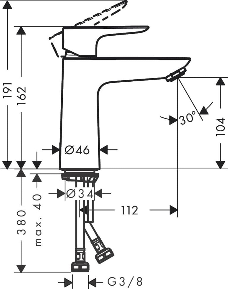 Hansgrohe Talis Egykaros Mosdócsaptelep 110 mm Kifolyómagassággal, Push-Open Lefolyógarnitúrával, Króm Kivitelben, Fürdőszobai Csaptelep 71710000