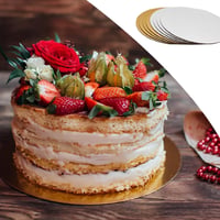 Helweet Tortaalátét Szett - 8 db Kerek Arany és Ezüst Karton Tortalap 20,3 cm - Csúszásgátló Textúrával Süteményekhez, Tortákhoz és Pizzához 2