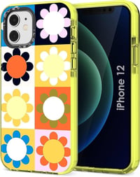 iPhone 12 Sárga Szilikon Tok Nőknek Virágmintával 1