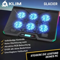 KLIM Glacier Laptop Hűtő - 6 Ventilátoros RGB Háttérvilágítással - 11-17 Colos Laptopokhoz - Stabil és Csendes Gamer Hűtőpad - USB Tápellátá 2