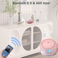 WISCENT Hordozható CD Lejátszó Gyerekeknek - Bluetooth, FM Rádió, USB, AUX és Fejhallgató Csatlakozóval, Rózsaszín Boombox Otthoni és Kültér 6