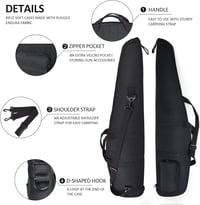 AUMTISC Taktikai Fegyvertáska 112/122/132 cm - Puska Tok Párnázott Nylon Anyagból, Vállpánttal és Kiegészítő Zsebekkel, Vadászathoz 5