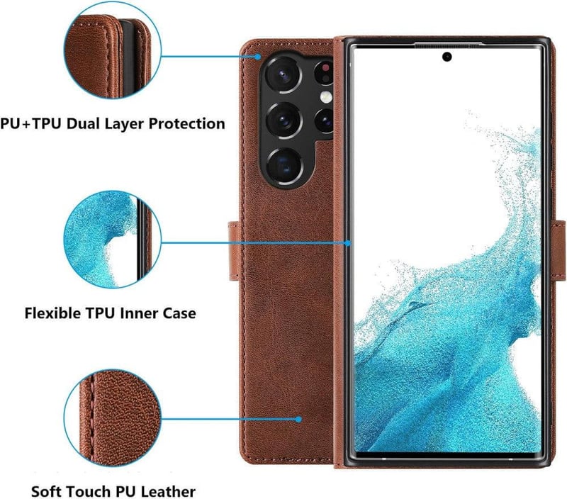 Samsung Galaxy S22 Ultra 5G RFID-védett bőrtok kártyatartóval