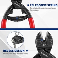WORKPRO Mini Csapszegvágó 200mm - Cr-V Acél Lakat Vágó Edzett Pofákkal, Láncvágó Rugós Fogantyúval, Hordozható Fémvágó Szerszám 4