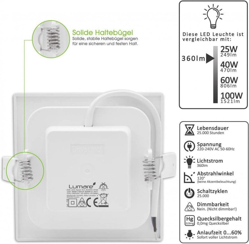 Vékony LED Spotlámpa 6W IP44 Fürdőszobába - Fehér (Újracsomagolt)