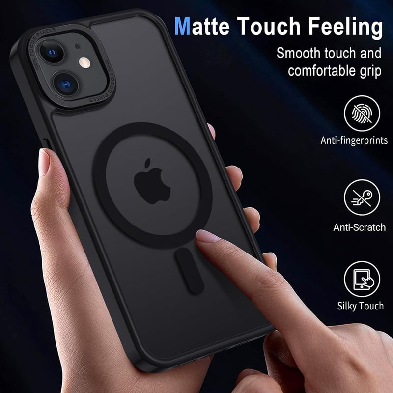 iPhone 12/12 Pro XTCASE mágneses tok MagSafe-kompatibilis - Matt fekete