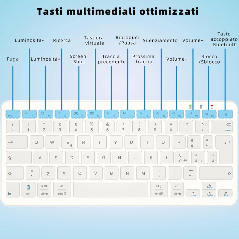 Qulose 11" Vezeték Nélküli Bluetooth Billentyűzet