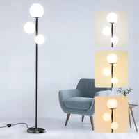 CRLL Modern Állólámpa Nappali Szobába - 18W, 3 Színhőmérséklet, 3 G9 Izzó, Lábkapcsoló, Szembarát Fehér Ernyő, Fekete Kivitel, Hálószobába,  1
