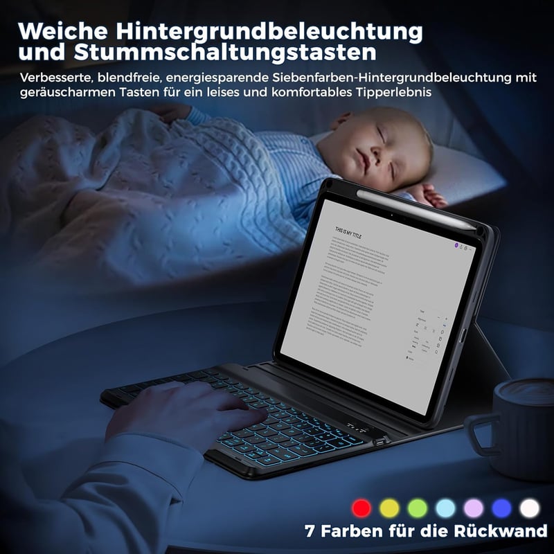 Tumeiguan Megnövelt Billentyűzetű Tok iPad 7/8/9 Generációhoz 10.2", iPad Air 3 és Pro 10.5" Készülékekhez - Kiesés Elleni Védelemme