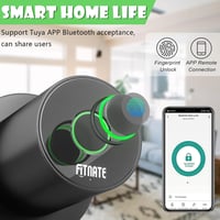 FITNATE Ujjlenyomat-olvasós Ajtókilincs, Okos Biometrikus Zár Applikációs Vezérléssel, Fekete, Hálószobába, Otthonba, Irodába 2