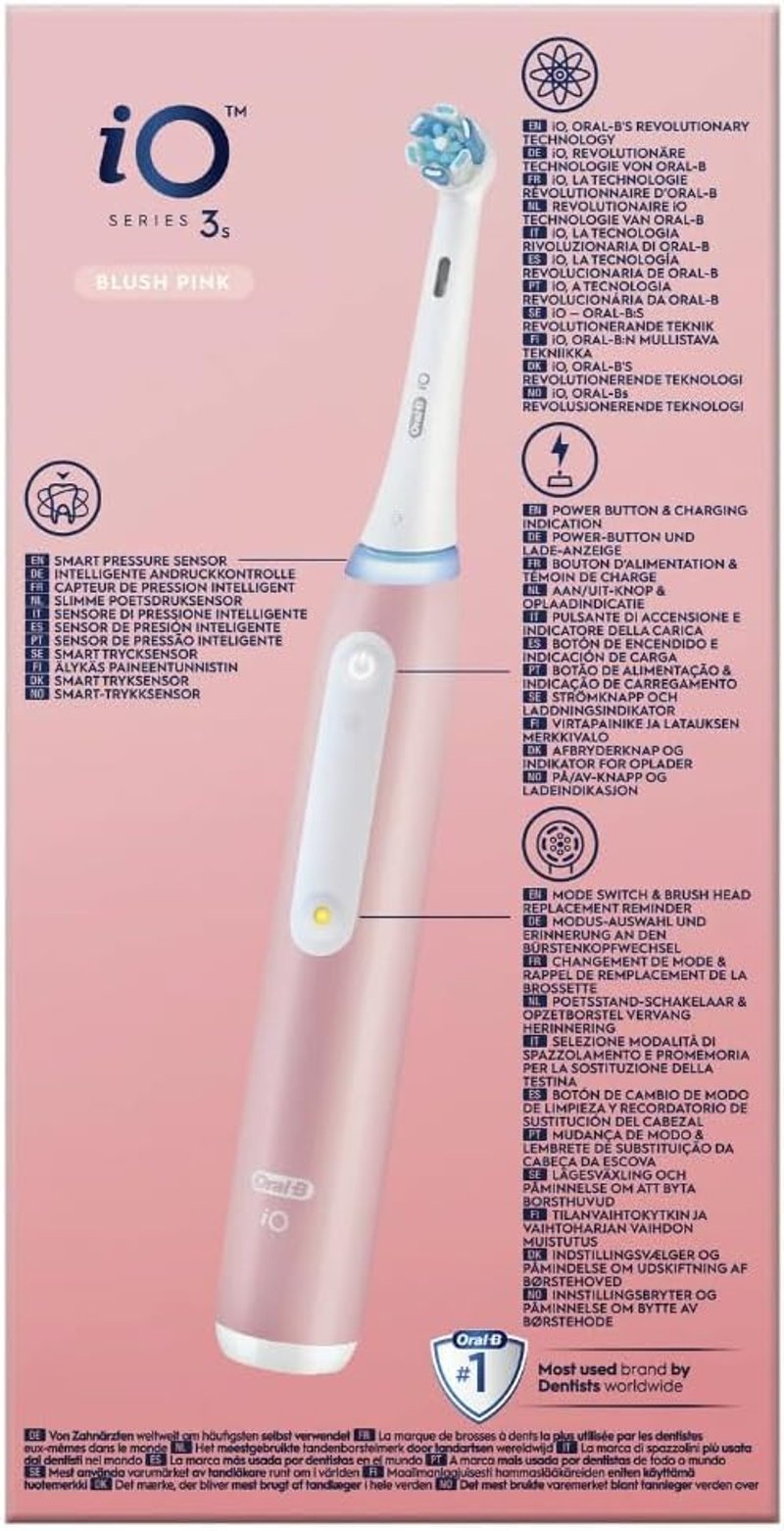 Oral-B iO-3S Elektromos Fogkefe Rózsaszín - Újratölthető, Kerek Fejjel, Időzítővel, Felnőtteknek, Akkumulátoros