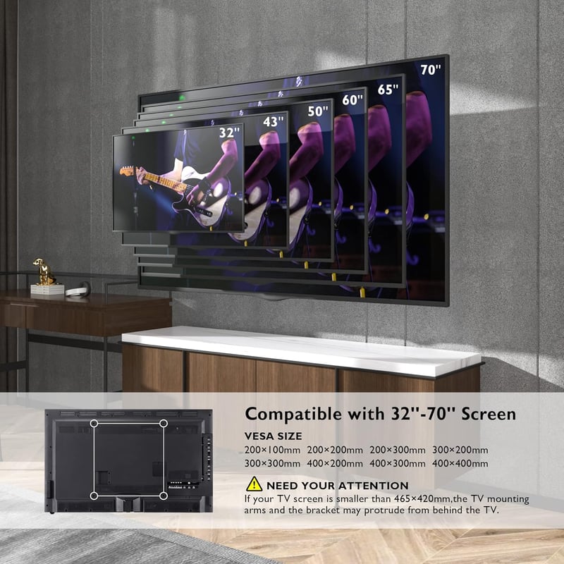 BONTEC TV Fali Tartó 32-70" Képernyőkhöz - Extra Hosszú 850mm Karos Konzol, 60kg Teherbírás, Dönthető, Forgatható, VESA 400x400mm