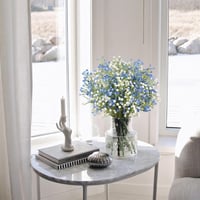N&T NIETING Művirág Szett - 15 db Élethű Gypsophila Virágcsokor Esküvői Dekorációhoz, Kék és Fehér Színben, 29 cm 2