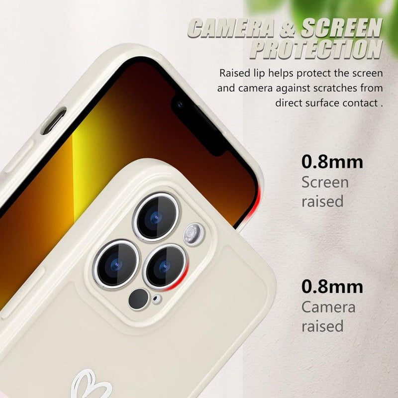 iPhone 13 Pro Max Fehér Szívecskés Lányos Ütésálló Szilikon Tok