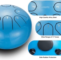 LEKATO Acél Nyelv Dob 15,2 cm 8 Hangú C-Hangnemben - Kék Meditációs Hangdob Jógához, Hangterápiához, Kezdőknek Ütőkkel és Kiegészítőkkel 3