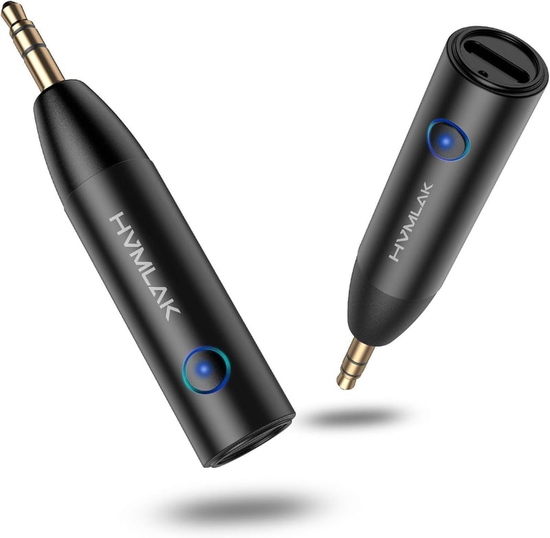 HVMLAK Bluetooth 5.3 AUX adapter autóba, erős mikrofonnal, fém burkolattal