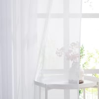 PONY DANCE Fehér Fényáteresztő Függöny Szett 2 db - 140x220 cm Voile Sötétítő Függöny Nappali Hálószoba Gyerekszoba Fém Karikás 4