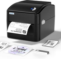 vretti USB Címkenyomtató XXL Papírtálcával - DHL Szállítási Címkékhez, Windows/Mac/ChromeOS/Linux Kompatibilis, 99,99% Vonalkód Olvasási Ará - black, USB 1