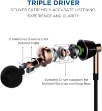 1MORE E1001 Triple-driver Hi-Fi fülhallgató mikrofonnal - iOS és Android kompatibilis prémium minőségű headset, arany színben 5