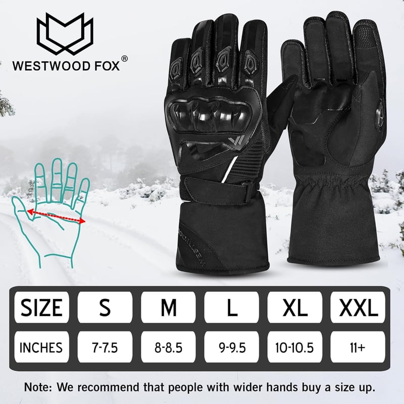WESTWOOD FOX Vízálló Téli Motoros Kesztyű - Érintőképernyős, Könnyű, Meleg Védőkesztyű Férfiaknak és Nőknek, BMX, ATV, UTV és Hegyi Kerékpár