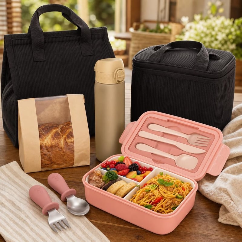 Bento obedový set: 35x vrecká + 1400ml box + 500ml fľaša + príbor + taška na desiatu + chladiaca taška