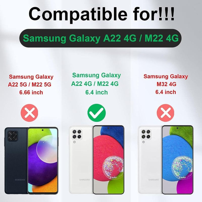 Samsung Galaxy A22 4G Mágneses Flip Tok Kártyatartóval - Fekete
