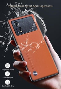 Poco X4 Pro 5G narancssárga műbőr tok kameravédővel 4