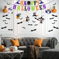 Halloween Dekor Szett: Szellemek, Denevérek, Töklámpás Zászlóval 3