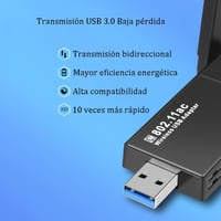JESWO Dual Band WiFi USB Adapter 1300Mbps - Nagy Hatótávolságú 2×5dBi Antennával, 5GHz/2.4GHz, Windows 11/10/8/7/XP Kompatibilis 5