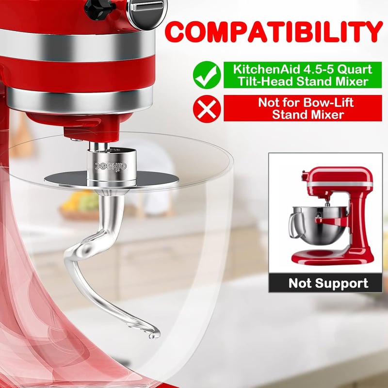 KitchenAid dagasztókar - rozsdamentes acél spirál tartozék 4.5/5QT robotgéphez, mosogatógépben mosható