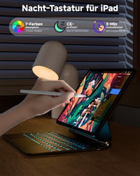 Nuflaz X9 Billentyűzetes Tok iPad Air 13" (2024/2025) & iPad Pro 12.9" (3-6. Gen) - QWERTZ Német Billentyűzet Érintőpaddal, 7 Színű Háttérvi - Black Grey 5