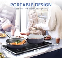AMZCHEF Dupla Indukciós Főzőlap 3500W - 2 Önálló Zóna, 20 Hőmérsékletszint, Időzítő, Biztonsági Zár, Érintőgombos Vezérlés, Ezüst-Fekete 5