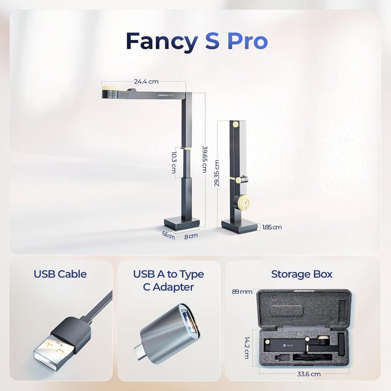 CZUR Fancy S Pro 4K USB Dokumentum Kamera és 12MP Webkamera LED Világítással, 60fps, Autofókusz, Távoktatáshoz, Élő Közvetítéshez, Windows é